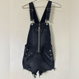 Hudson Jeans Joey Shortall Women Cotton Black Denim Exposed Zip Distressed Sz XS